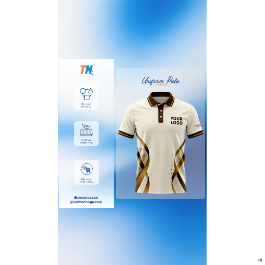 Áo Thun Đồng Phục Polo Kem Nâu – Vải Cá Sấu Poly Cao Cấp